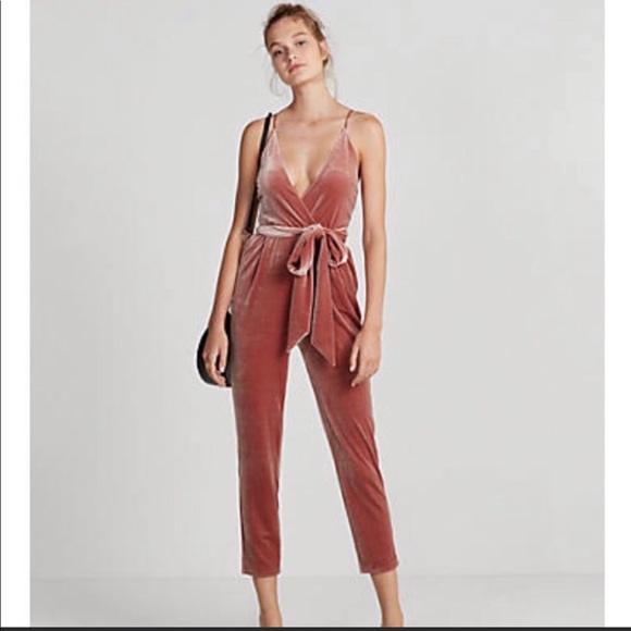 Express Dresses & Skirts - Express peach colored velvet jumpsuit Express Dresses & Skirts - Express peach colored velvet jumpsuit